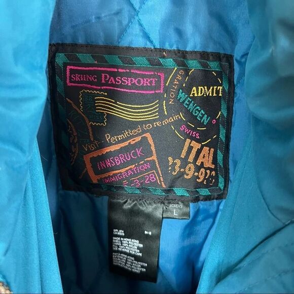 Vintage 1990’s Skiing Passport Black Aztec Embroidered And Embellished Jacket - Picture 13 of 16